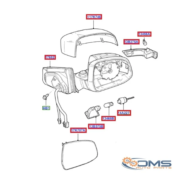 Ford Mondeo 2011-2014 Dış Ayna Elektrikli Isıtmalı Sinyalli Astarlı Sol (Oem No: Bs7117683Tb) ürün görseli 1