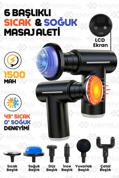 Empressco Lcd Ekranlı 6 Başlıklı Isıtmalı Mini Profesyonel Masaj Tabancası ürün görseli 1