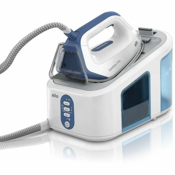 Braun CareStyle 3 IS3157BL, buharlı ütü, buhar basıncı 125 g/dk, şok buhar 460 g/dk, Eloxal Plus taban, FreeGlide 3D, dikey ütüleme, büyük su haznesi 2 L, 6,8 bar, 2400 W, mavi ürün görseli 1