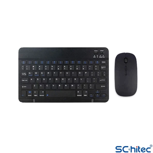 ScHitec Bluetooth Klavye + 2,4 Ghz+Bluetooth Mouse Seti Type-C Şarjlı Siyah - Resim 2