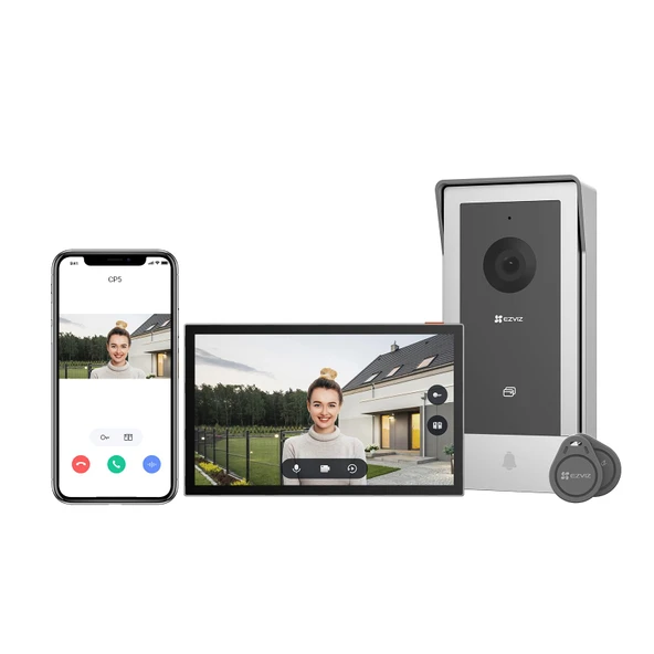 EZVIZ Görüntülü Kapı Telefonu, 7" Renkli Dokunmatik Ekranlı WiFi Kapı Zili, 1080p Gece Görüşü ve İki Yönlü Ses, Uzaktan Kilit Açma İnterkomu, Çift Bant WiFi, İnce Tasarım, CP5 ürün görseli 1