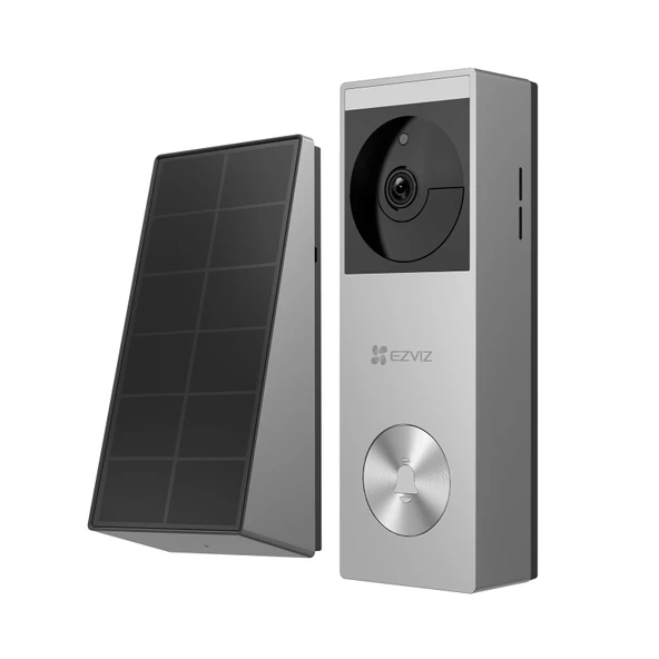 EZVIZ güneş panelli kablosuz kapı zili, 2K kameralı görüntülü kapı zili, renkli gece görüşü, kişi algılama, 32 GB eMMC bellek, Alexa uyumlu, HP3 Pro ürün görseli 1