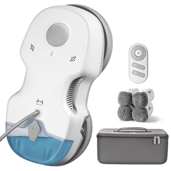 HUTT S7 cam temizleme robotu, aktif püskürtme fonksiyonlu, 6500 Pa emiş gücü, 3D vurgulu ped, 80 ml tanklı otomatik elektrikli cam temizleyici, çoklu koruma, 8× temizlik bezleri, taşıma çantası ürün görseli 1