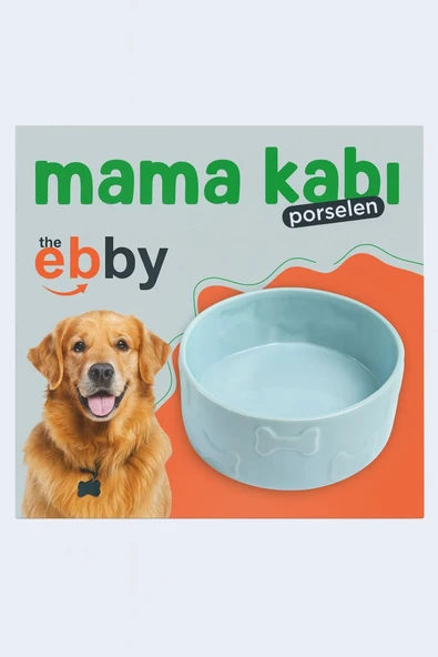 ebbystore Theebby Porselen Mama Ve Su Kabı – 22 Cm Sağlıklı Ve Şık Kedi Köpek Kabı Mavi ürün görseli 1