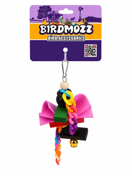 Birdmozz Premium Renkli Zincirli Fiyonklu Kuş Oyuncağı ürün görseli 1