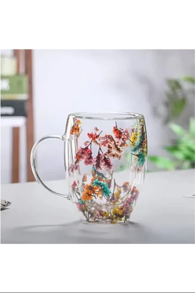 Organik Çiçekli Borosilikat Bardak 350 Ml. Royaleks-BRD-150 BH ürün görseli 1