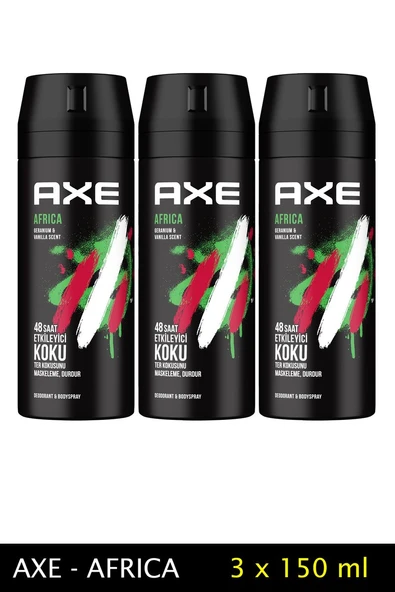 3 Adet Axe Africa Erkek Deodorant Sprey 150 ml ürün görseli 1