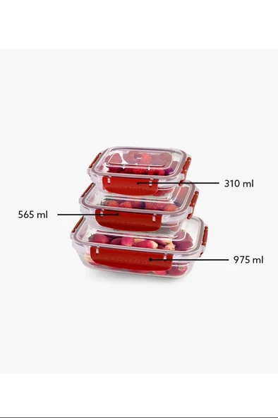 Master Dikdörtgen Saklama Seti 3'lü 310-565-975 Ml Royaleks-30886 ürün görseli 1