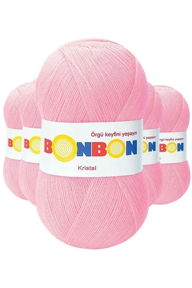 5 Adet Kristal El Örgü Lif İpi Şeker Pembe 98588 - bonbon mudanis ürün görseli 1