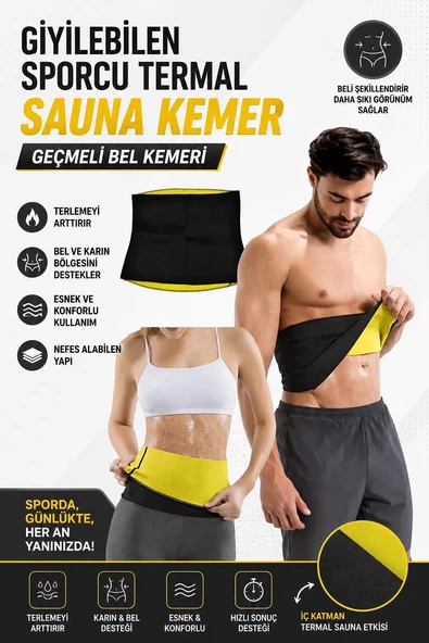 Giyilebilen Sporcu Termal Sauna Kemer Geçmeli Bel Kemeri Terleme Korsesi Bay Bayan Korse ürün görseli 1