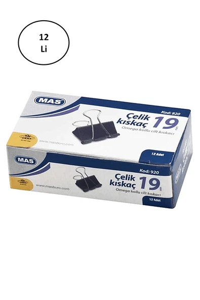Mas Omega Çelik Kıskaç Siyah 19 mm 12'li ürün görseli 1