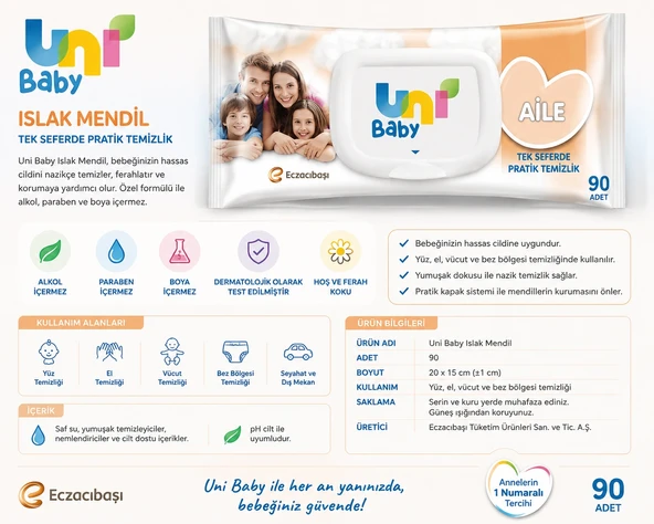 Uni Baby Islak Mendil 90'lı ürün görseli 1