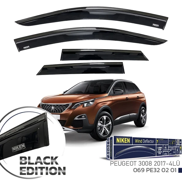 NİKEN Peugeot 3008 cam rüzgarlığı siyah kromlu black edition niken 2016+ ürün görseli 1