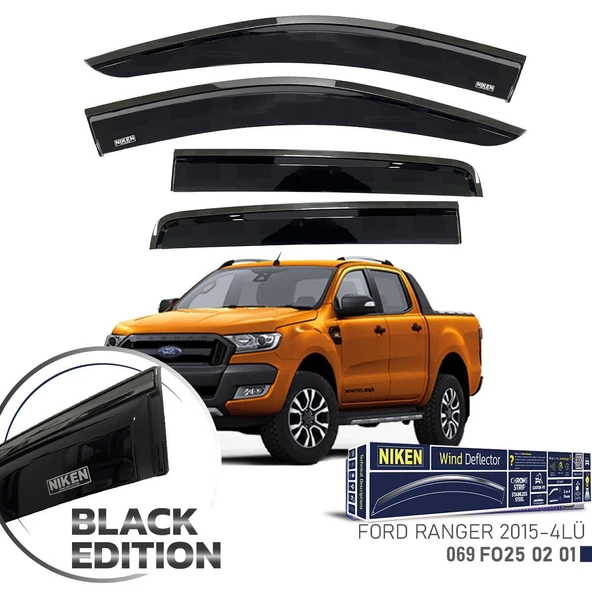 NİKEN Ford ranger cam rüzgarlığı siyah kromlu black edition niken 2012 / 2021 ürün görseli 1