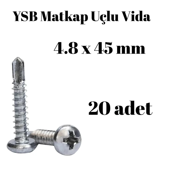 Yıldız Silindir Başlı 4.8x45 YSB Matkap Uçlu Akıllı Vida 20 Adet ürün görseli 1