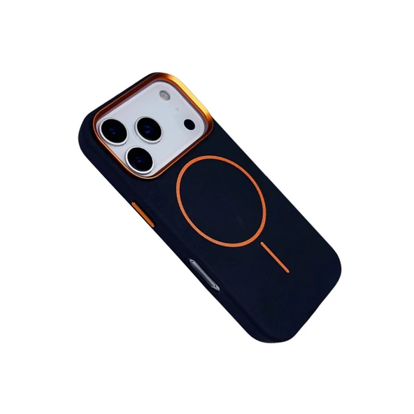 iPhone 17 Pro Luno Deri Magsafe Kapak - Mavi - Resim 2