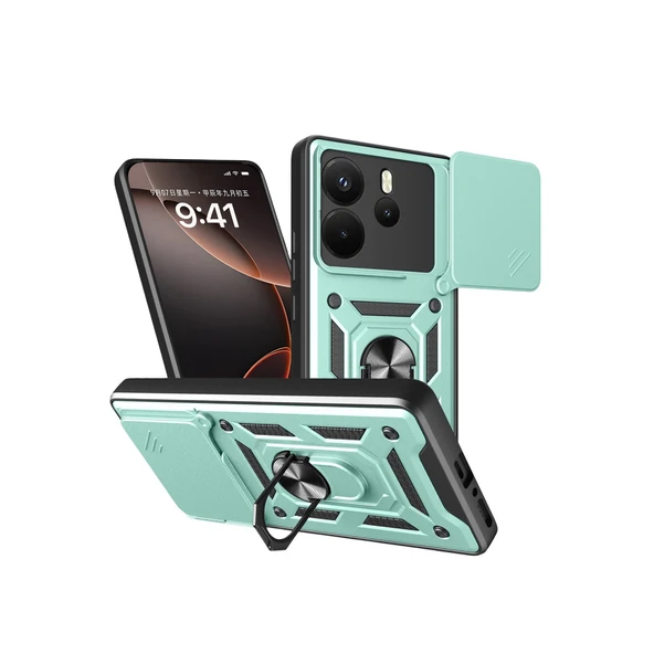 Xiaomi Redmi Note 14 4g Pars Lens Yüzüklü Silikon - Yeşil ürün görseli 1