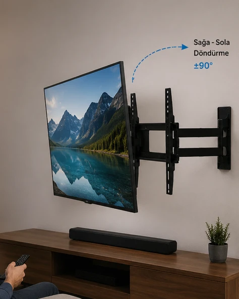 Lcd Led Tv Duvar Aparatı Çift Kollu Hareketli Askı Sistemi ürün görseli 1