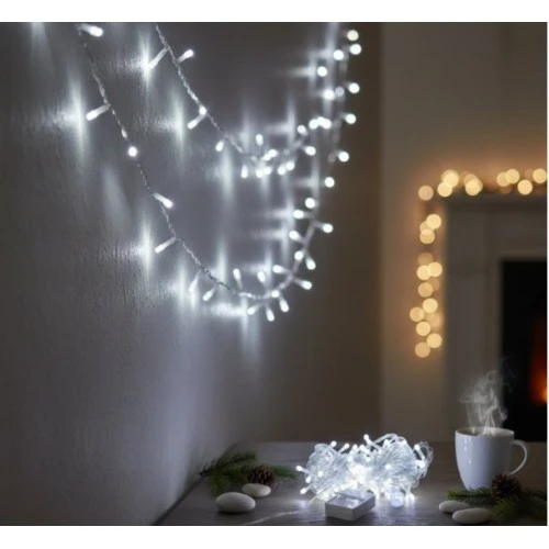 Damla Uçlu Beyaz Işık Şeffaf Kablo  10m 100 Led ürün görseli 1
