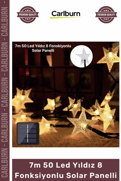 #Solar Bahçe Aydınlatma Dekoratif Solar 7m 50 Led Damla 8 Fonksiyonlu Solar Panelli Gün Işığı ürün görseli 1