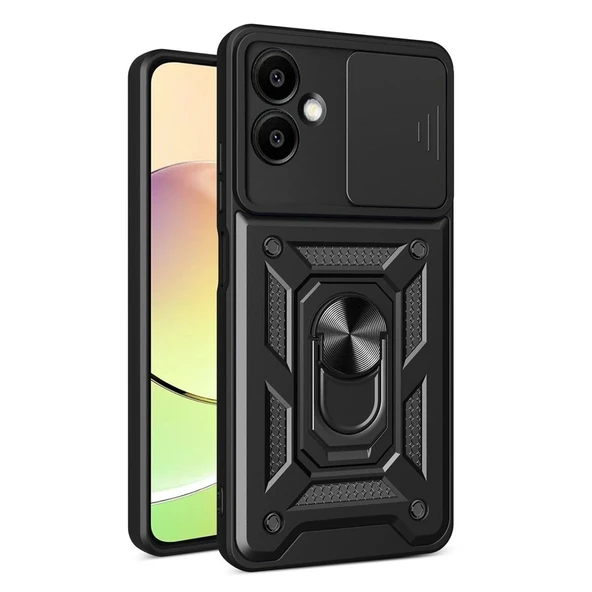 Samsung Galaxy A07 4g Pars Lens Yüzüklü Silikon - Siyah ürün görseli 1