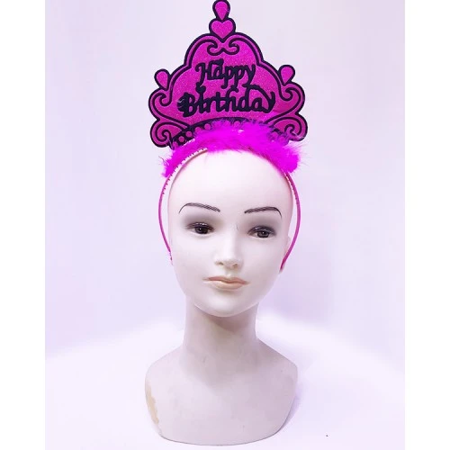 Happy Birthday Neon Fuşya Taç ürün görseli 1