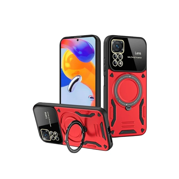 Realme 11 Pro Plus Joy Lens Standlı Kapak - Kırmızı ürün görseli 1