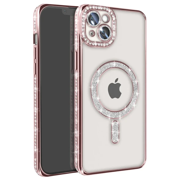 iPhone 15 Kılıf Joke Simli Magneticsafe Kılıf - Pembe ürün görseli 1