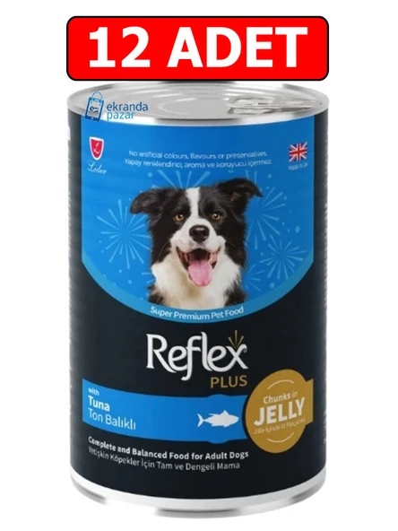 Reflex plus ton balıklı köpek konservesi 400 gr 12 adet jöle içinde et parçacıklı yetişkin köpek ürün görseli 1