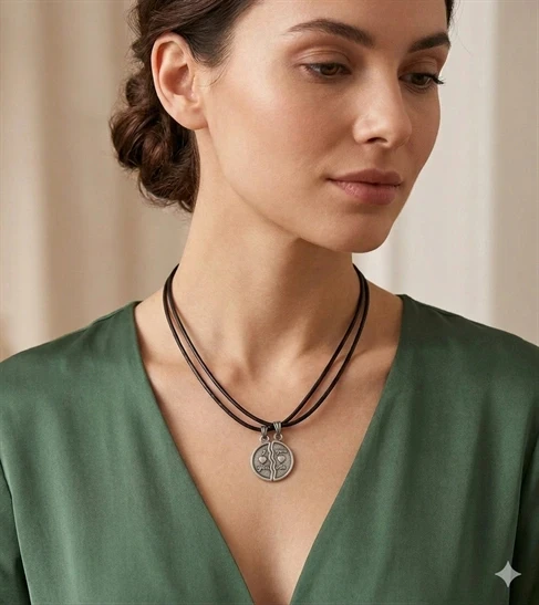 Deri I Love You Detaylı Kolye ürün görseli 1