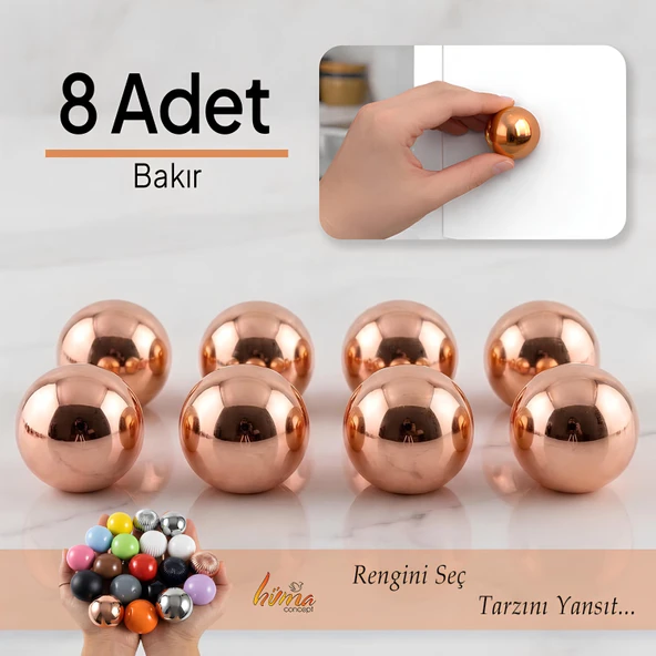 8 Adet Sert Plastik Düğme Yuvarlak Top Bakır Dolap Mobilya Mutfak Dolabı Çekmece Kulbu Kulpu Kulplar ürün görseli 1