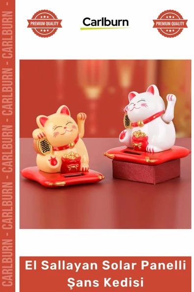#ManekiNeko Japon Kültürü Maneki Neko Bereket El Sallayan Solar Panelli Dekoratif Şans Kedisi ürün görseli 1