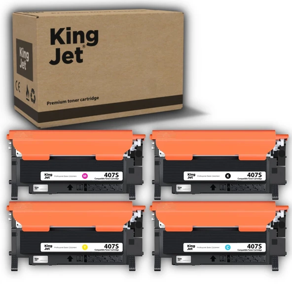 KingJET Samsung Uyumlu CLT-K407S Standart Kapasiteli 4 Renk (Takım) Çipli Muadil Toner | CLP-325 ürün görseli 1