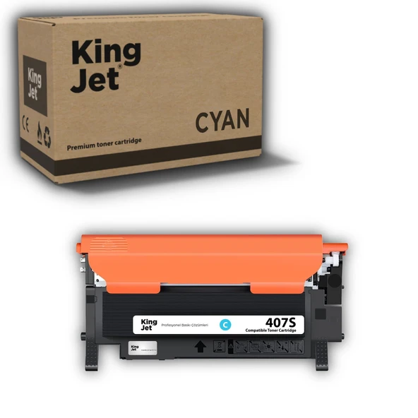 KingJET Samsung Uyumlu CLT-C407S Standart Kapasiteli Mavi (Cyan) Çipli Muadil Toner | CLP-320N ürün görseli 1
