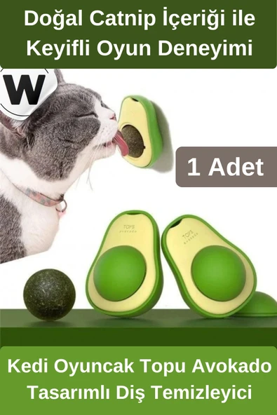 #KediOyuncağı Özel Üretim Catnip Kedi Oyuncak Topu Avokado Tasarımlı Diş Temizleyici Stres Azaltıcı Doğal Kedi Nanesi İç ürün görseli 1