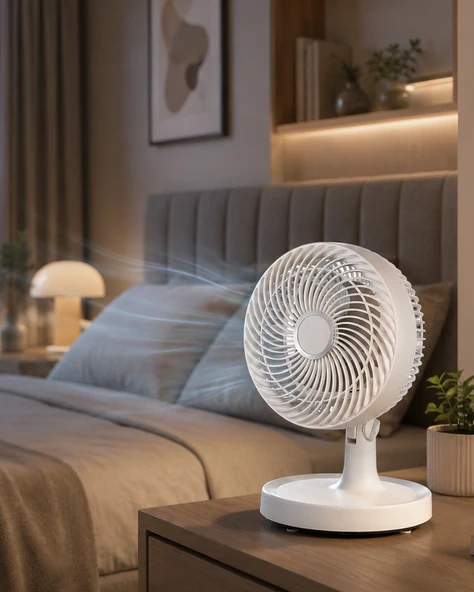 Sessiz Çalışan Mini Masaüstü Fan 2 Kademeli Otomatik Salınımlı ürün görseli 1