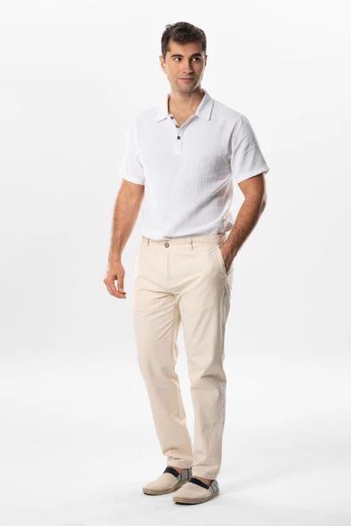 Gabardin Erkek Pantolon Krem Krm - Resim 5