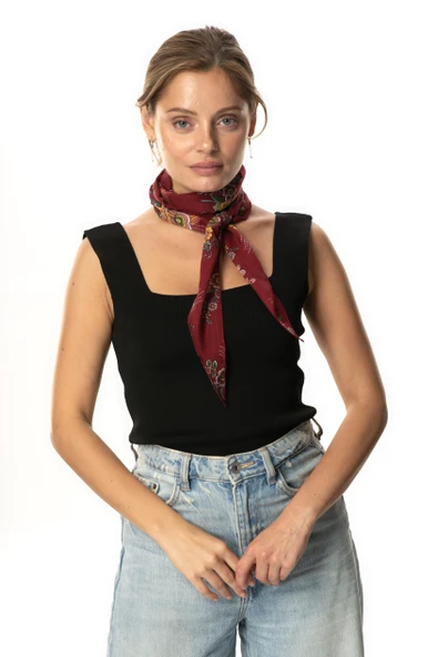 Vual Fular Mimoza Bordo 6230 - Resim 3