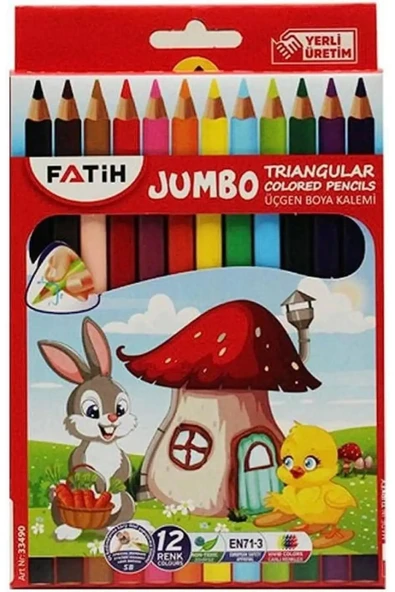 Fatih Kuru Boya Üçgen Jumbo 12 Renk ürün görseli 1