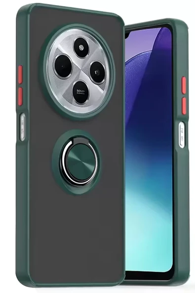 Newface Xiaomi Redmi 14C Kılıf Montreal Yüzüklü Silikon Kapak - Yeşil ürün görseli 1