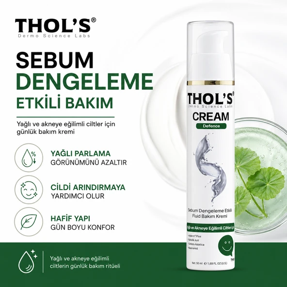 Thols TB22 Yağlı ve Akneye Eğilimli Ciltler İçin Sebum Dengeleyici Su Bazlı Nemlendirici Bakım Kremi 50 ml ürün görseli 1
