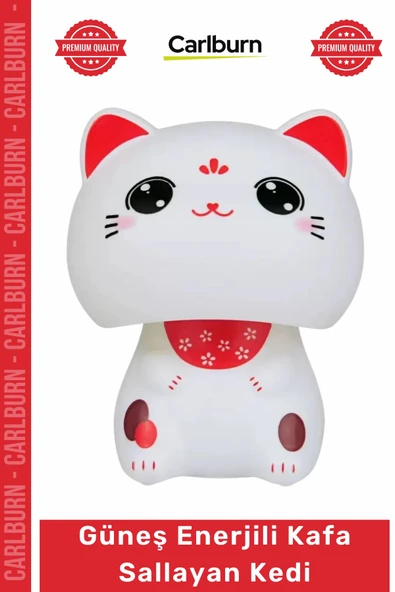 Özel Üretim Maneki Neko Japon Kültürü Şans Solar Dekoratif Obje Güneş Enerjili Kafa Sallayan Kedi ürün görseli 1