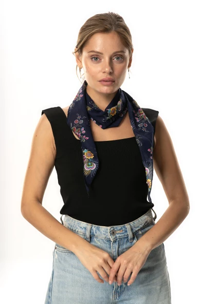 Vual Fular Mimoza Lacivert 6235 - Resim 3