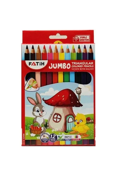 Fatih Kuru Boya Üçgen Jumbo 12 Renk - Resim 2