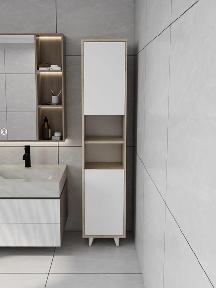 Riva Çamaşır Sepetli Banyo Dolabı Kotonvizon Renk ürün görseli 1