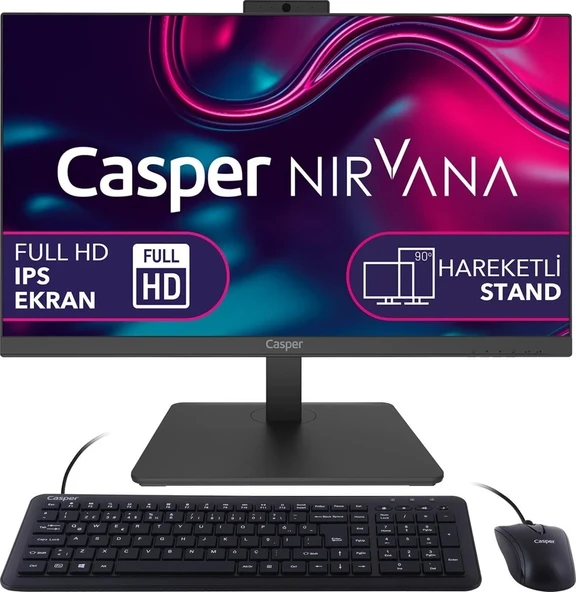 Casper Nirvana A60.5700-BV00X-V Ryzen 7 5700U 16 GB 500 GB SSD Radeon Graphics 23.8" Full HD All in One PC ürün görseli 1