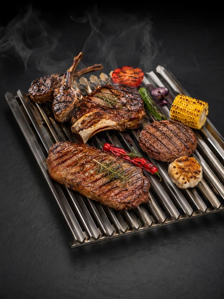 V Kanallı Yağ Kanallı Paslanmaz Izgara Barbekü Mangal Izgarası ürün görseli 1