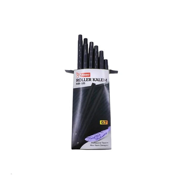 Mikro Mr-105 Roller Kalem Siyah 0.7 Mm  - 12 Adet ürün görseli 1