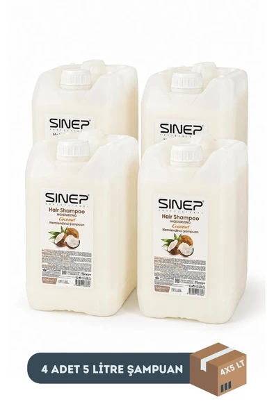 Sinep Profesyonel Hindistan Cevizi İçerikli Nemlendirici Şampuan 5 Litre x 4 Adet (1 Koli) ürün görseli 1