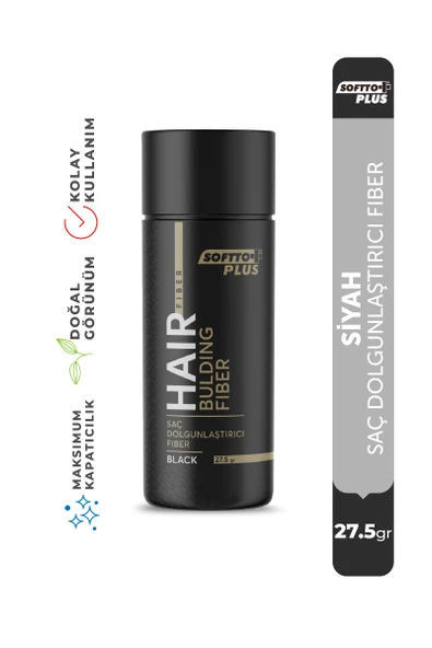SOFTTO PLUS HAIR BULDING FIBER BLACK 27,5 GR ürün görseli 1